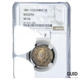 1851 Colombia Silver 2 Reales NGC VF25