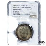 1875/4 Colombia, Medellin Silver 5 Decimos NGC XF