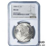 1884-CC Morgan Silver Dollar NGC MS60