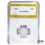 1853 Seated Liberty Dime PGA MS63+