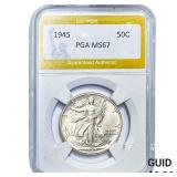 1945 Walking Liberty Half Dollar PGA MS67