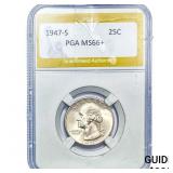 1947-S Washington Silver Quarter PGA MS66+