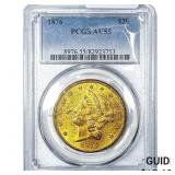 1876 $20 Gold Double Eagle PCGS AU55