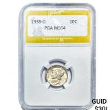 1938-D Mercury Silver Dime PGA MS64