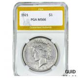 1921 Silver Peace Dollar PGA MS66