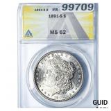 1891-S Morgan Silver Dollar ANACS MS62