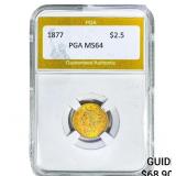 1877 $2.50 Gold Quarter Eagle PGA MS64