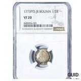 1773-PTS Colonial Spain Silver 1/2 Reale NGC VF20