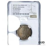 1819 Colombia Silver 2 Reales NGC VG Details