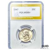 1947 Washington Silver Quarter PGA MS66+