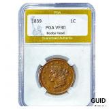 1839 Coronet Head Large Cent PGA VF30 Booby Head
