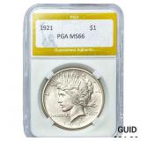 1921 Silver Peace Dollar PGA MS66