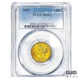 1893 $5 Gold Half Eagle PCGS MS62