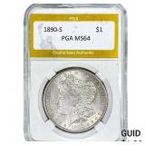 1890-S Morgan Silver Dollar PGA MS64
