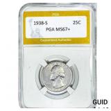 1938-S Washington Silver Quarter PGA MS67+