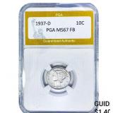 1937-D Mercury Silver Dime PGA MS67FB