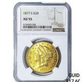 1877-S $20 Gold Double Eagle NGC AU55