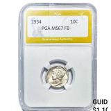 1934 Mercury Silver Dime PGA MS67FB