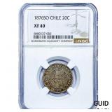 1867 Chile Silver 20 Centavos NGC XF40