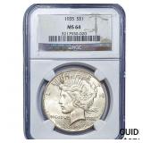 1935 Silver Peace Dollar NGC MS64