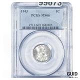 1943 Wheat Cent PCGS MS66