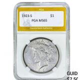 1923-S Silver Peace Dollar PGA MS65