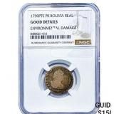 1790 Colonial Spain Silver 1 Real NGC Good Details