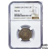 1848 Chile Silver 2 Reales NGC VG10