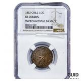 1853 Chile Copper 1/2 Centavos NGC XF Details
