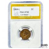 1864-L Indian Head Cent PGA VF30 L on Ribbon