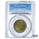 1853 Braided Hair Large Cent PCGS MS65 BN