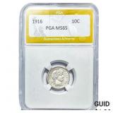 1916 Barber Dime PGA MS65