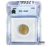 1865 Nickel Three Cent ICG AU50