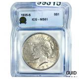 1935-S Silver Peace Dollar ICG MS61