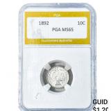 1892 Barber Dime PGA MS65