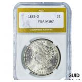 1883-O Morgan Silver Dollar PGA MS67