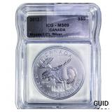 2012 Sliver $5 Canada Moose 1oz ICG MS69