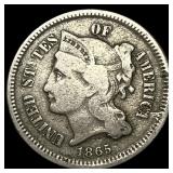 1865 Nickel Three-Cent Piece ABOUT  UNCIRCULATED