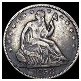 1858 Silver Half Dollar (Seated Liberty)  NEARLY