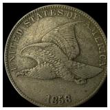 1858 Copper-Nickel Flying Eagle Cent CLOSELY UNCIR
