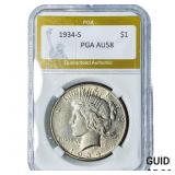 1934-S Silver Peace Dollar PGA AU58