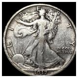 1917-D Silver Walking Liberty Half Dollar  NEARLY