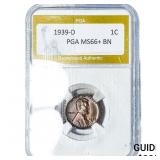 1939-D Wheat Cent PGA MS66+BN