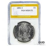 1881-S Morgan Silver Dollar PGA MS64PL
