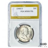 1948-D Franklin Half Dollar PGA MS66FBL