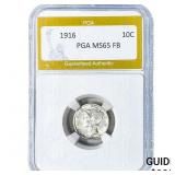 1916 Mercury Silver Dime PGA MS65FB