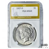 1927-D Silver Peace Dollar PGA MS64