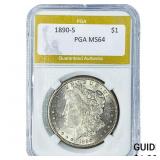 1890-S Morgan Silver Dollar PGA MS64