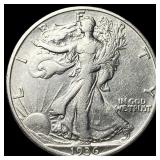 1936 Walking Liberty Half Dollar CLOSELY UNCIRCULA