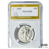 1938 Walking Liberty Half Dollar PGA MS66